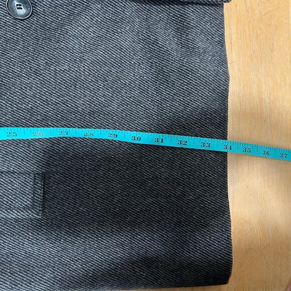 Calvin Klein Overcoat Mens Large‎ Gray Wool Blend Inner Zip Mock Collar Knit Bib - Picture 8 of 11